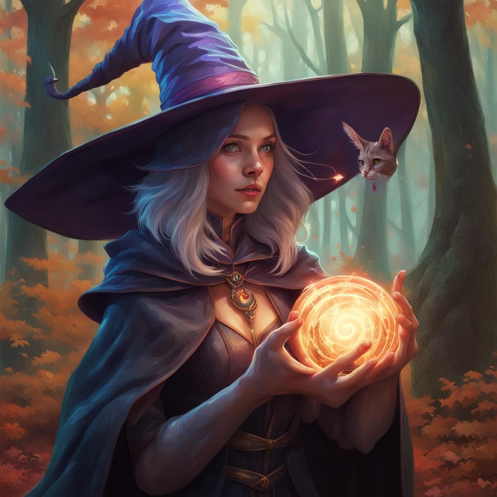 Enchanted Cats Casting Spells in Forest