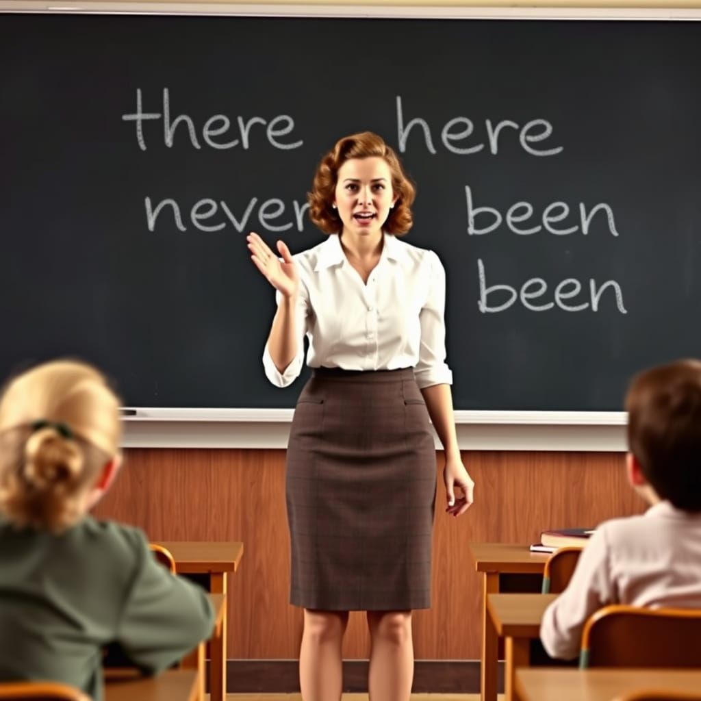 Teacher Yells at Students in 1950s Classroom Setting