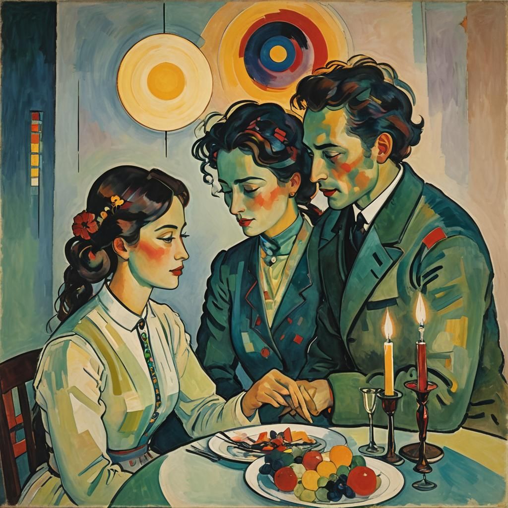 Abstract Couple in Love, Kandinsky Style