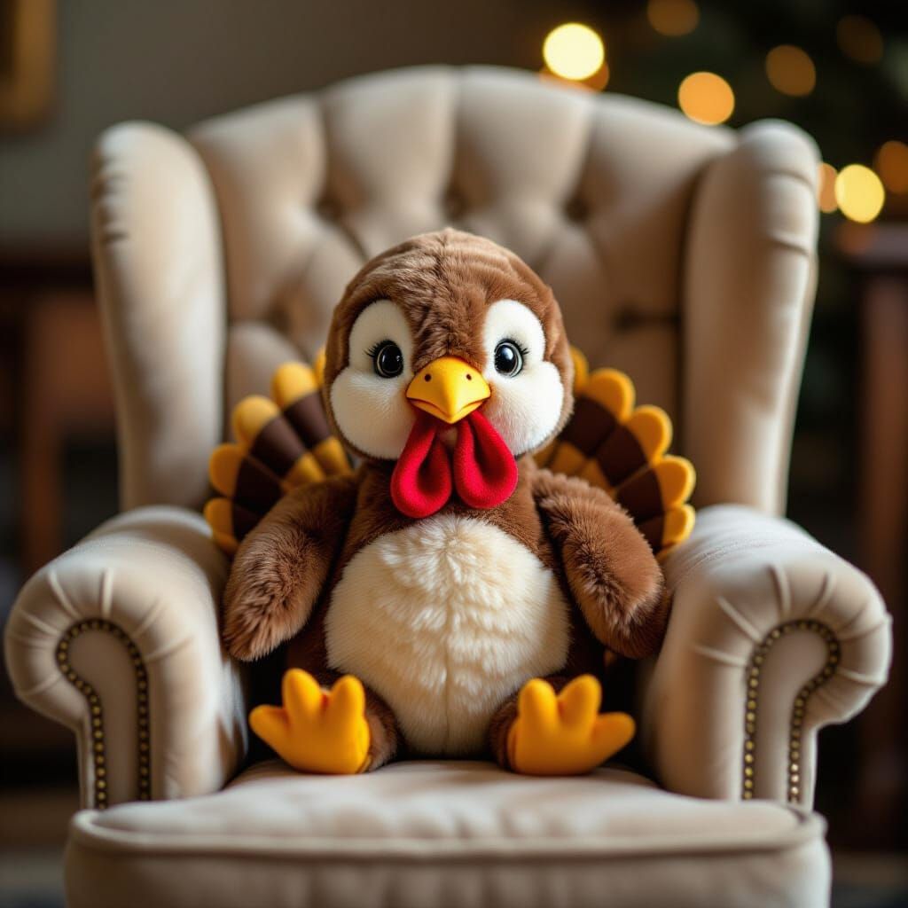 Cute Turkey Stuffed Animal in Studio Portrait