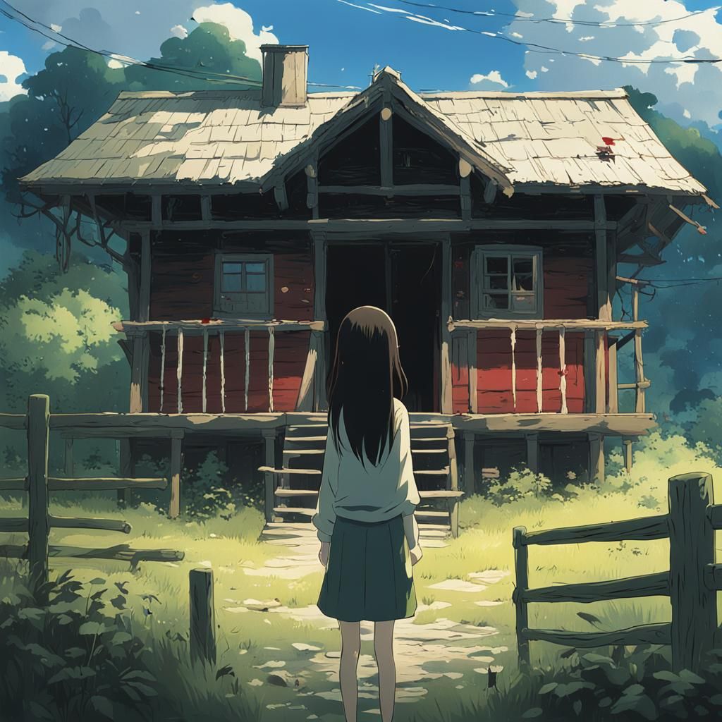 Anime Girl with Black Hair, Studio Ghibli Style