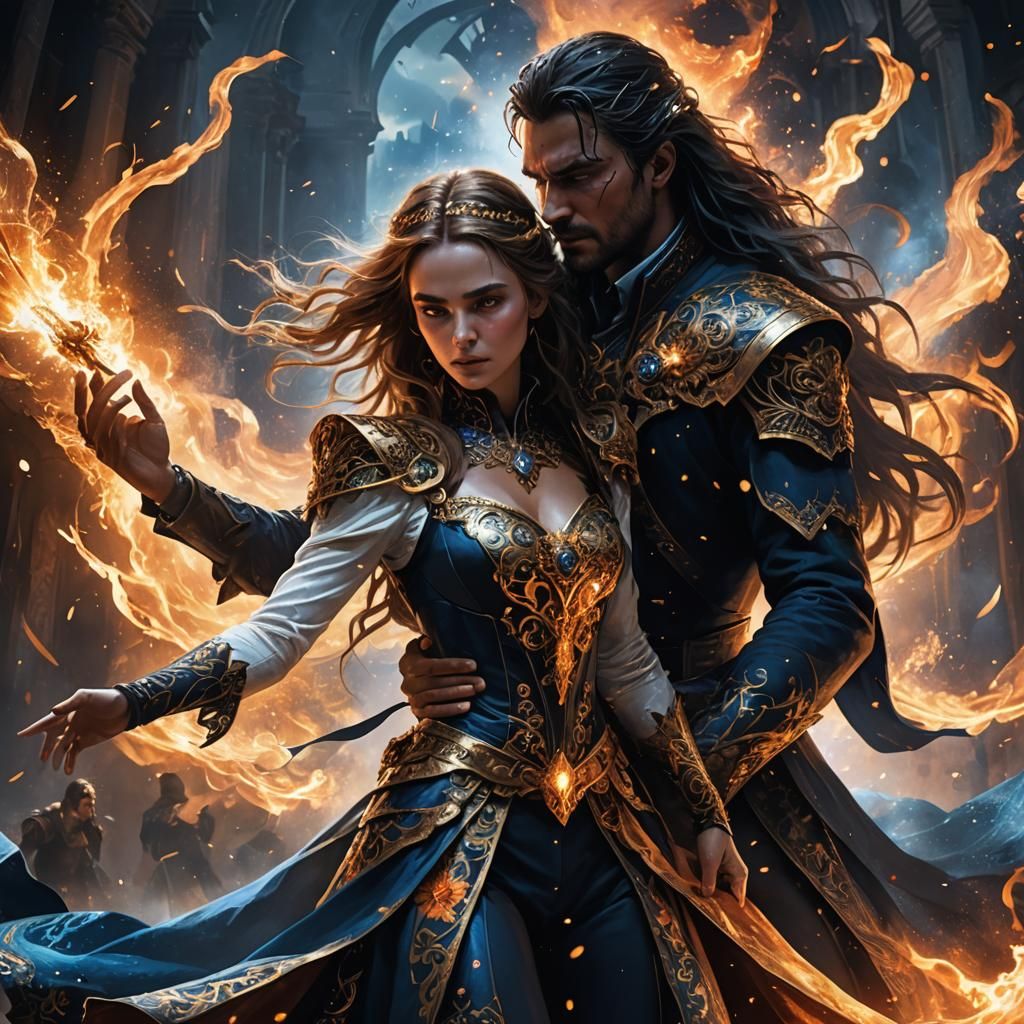 Fantasy Embrace Amidst Battle in Unreal Engine 5