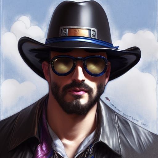 Cowboy with Blue Goatee, Hyperdetailed Portrait