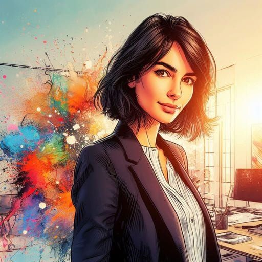 Stylish French Manager in Sunny Paris Office