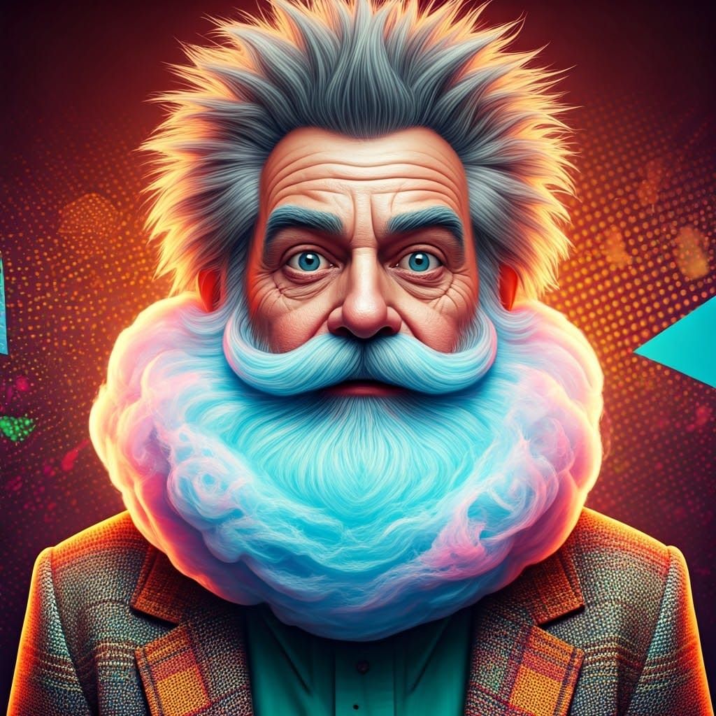 Whimsical Man with Cotton Candy Beard