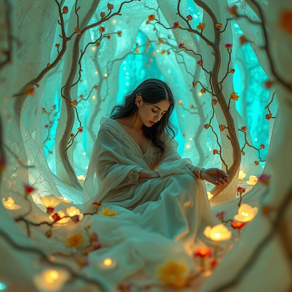 Dreamlike Figure in Kaleidoscopic Splendor