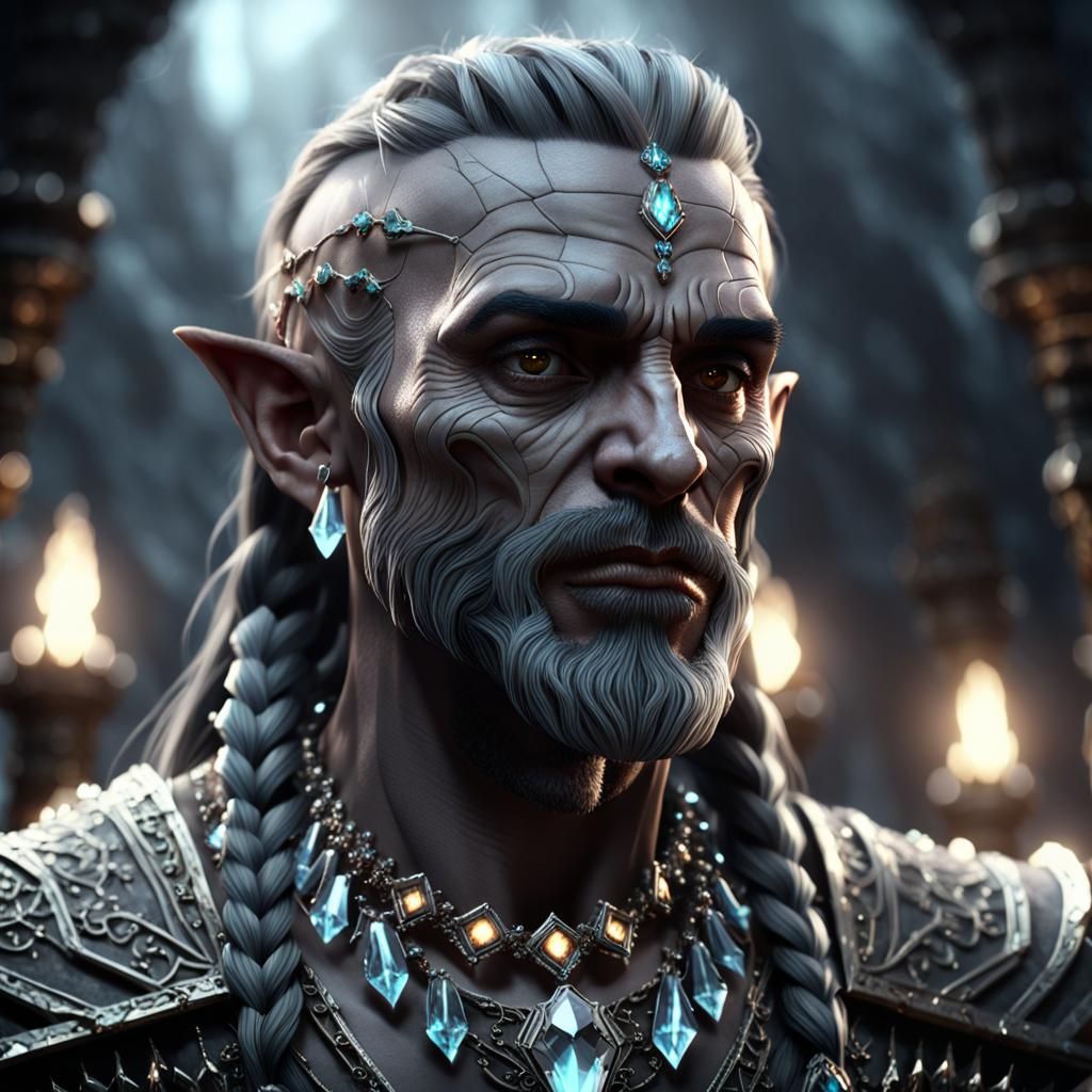 Dark Elf Portrait in Detailed 3D Render