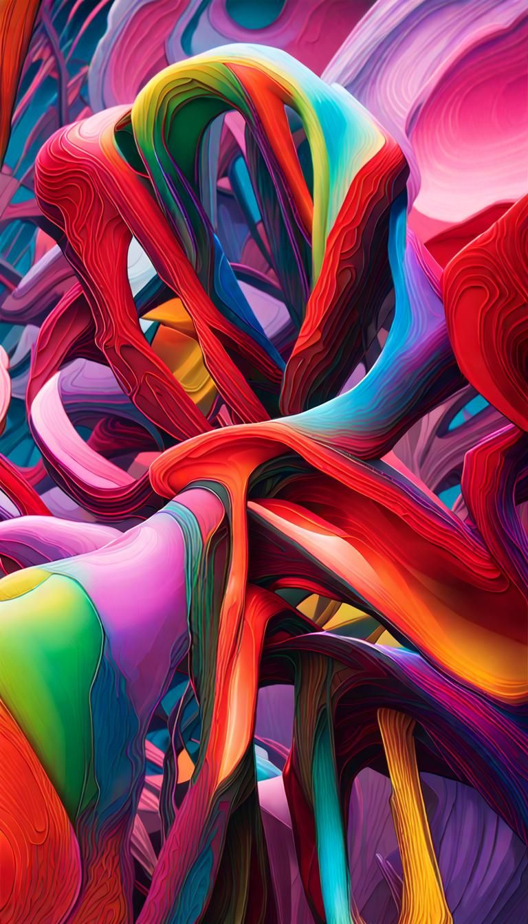 Abstract Neon Sculpture in Vorticism Style