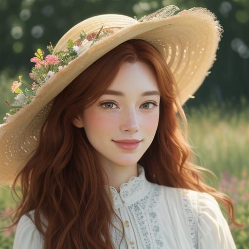 Impressionistic Portrait of a Woman with Auburn Hair