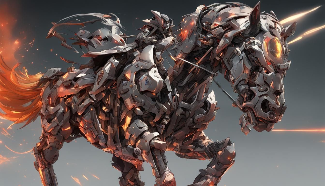 Mecha Warrior on Primordial Horse in 3D Animation
