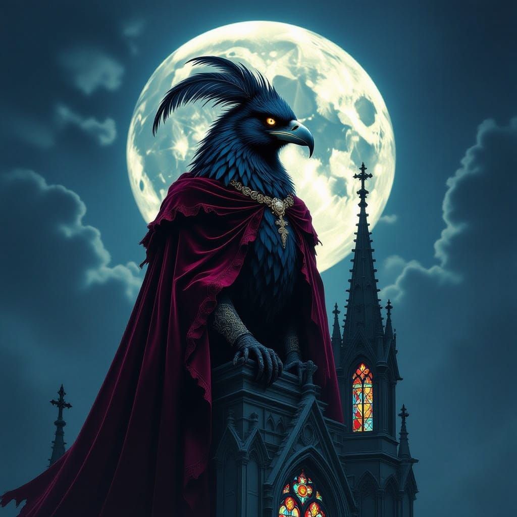 Griffin Sentinel Atop Gothic Cathedral Spire