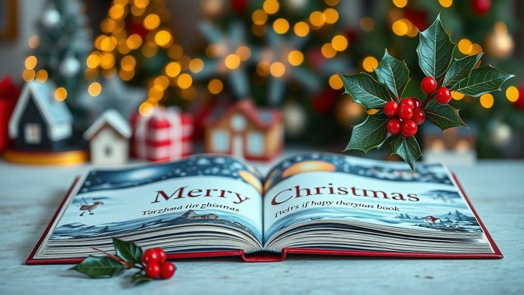 A Festive Christmas Scene with 3D Pop-up Book