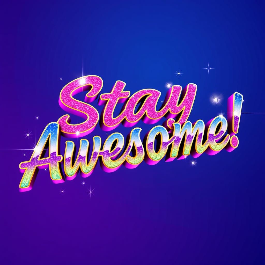 Retro-Futuristic 3D Text: Stay Awesome!
