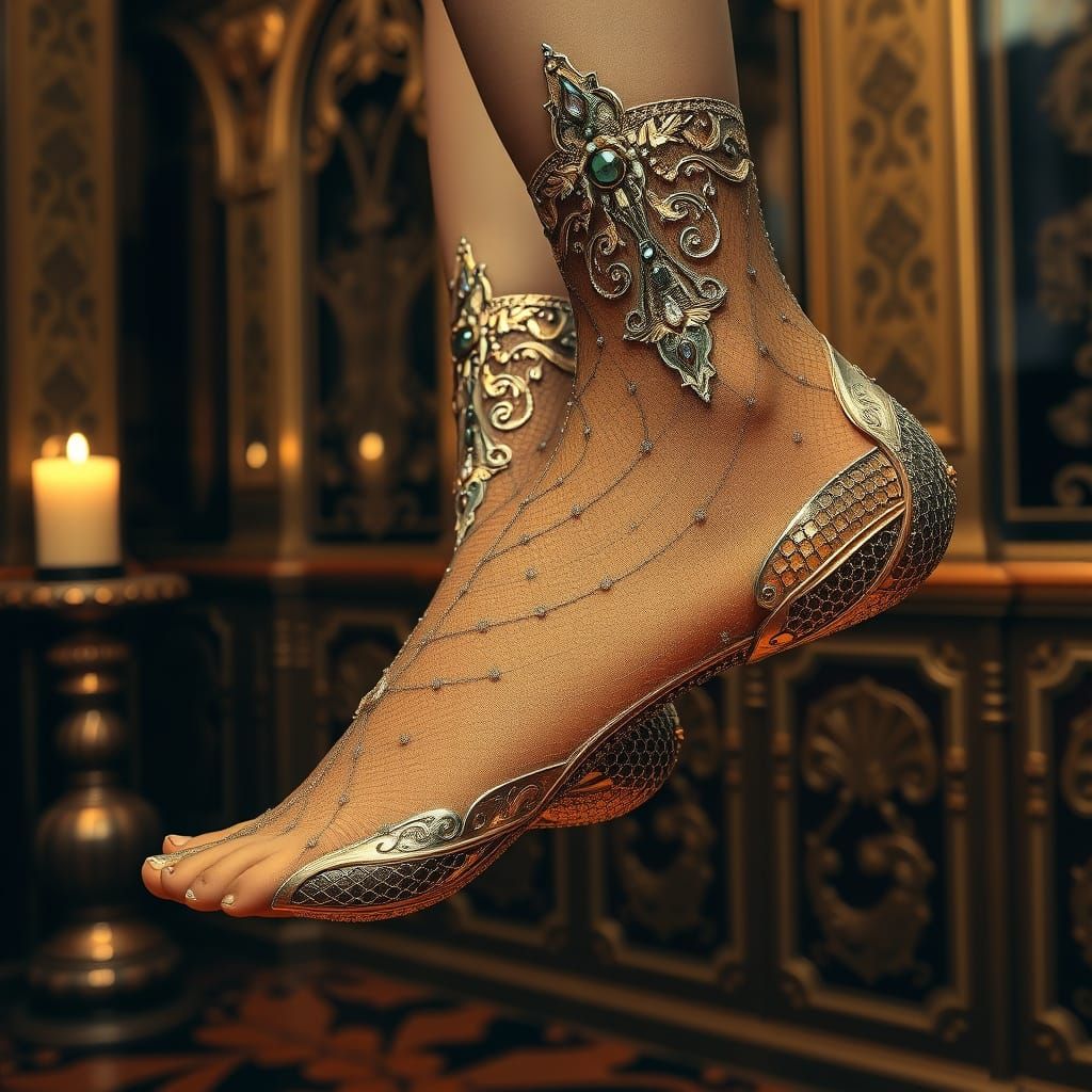 Art Deco Woman with Self-Flying Levitation Socks