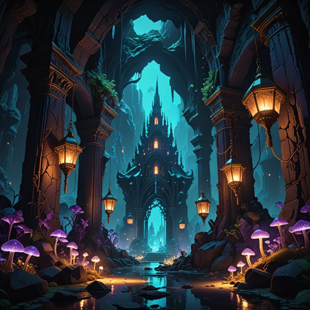 Beneath the Crystal Spires: A Bioluminescent Metropolis