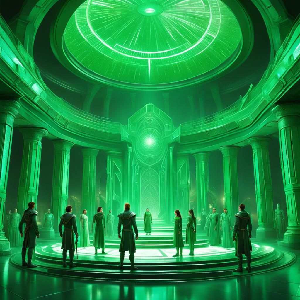 Sci-Fi Emerald Chamber Meeting of Green Star Kingdom