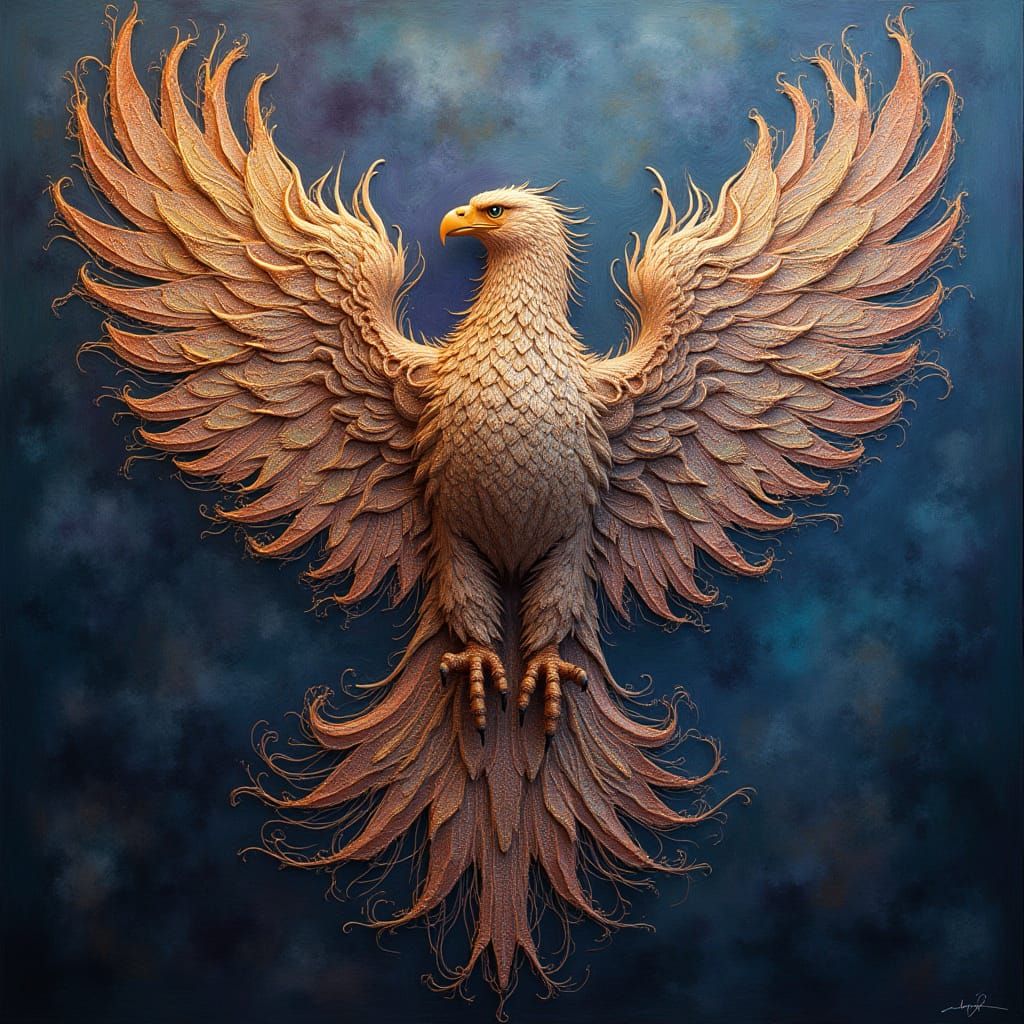 Eagle Formed from Copper Iridescent Fractals