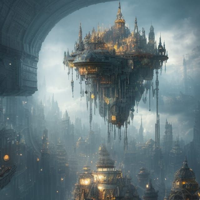 Epic Floating City in Digital Matte Painting