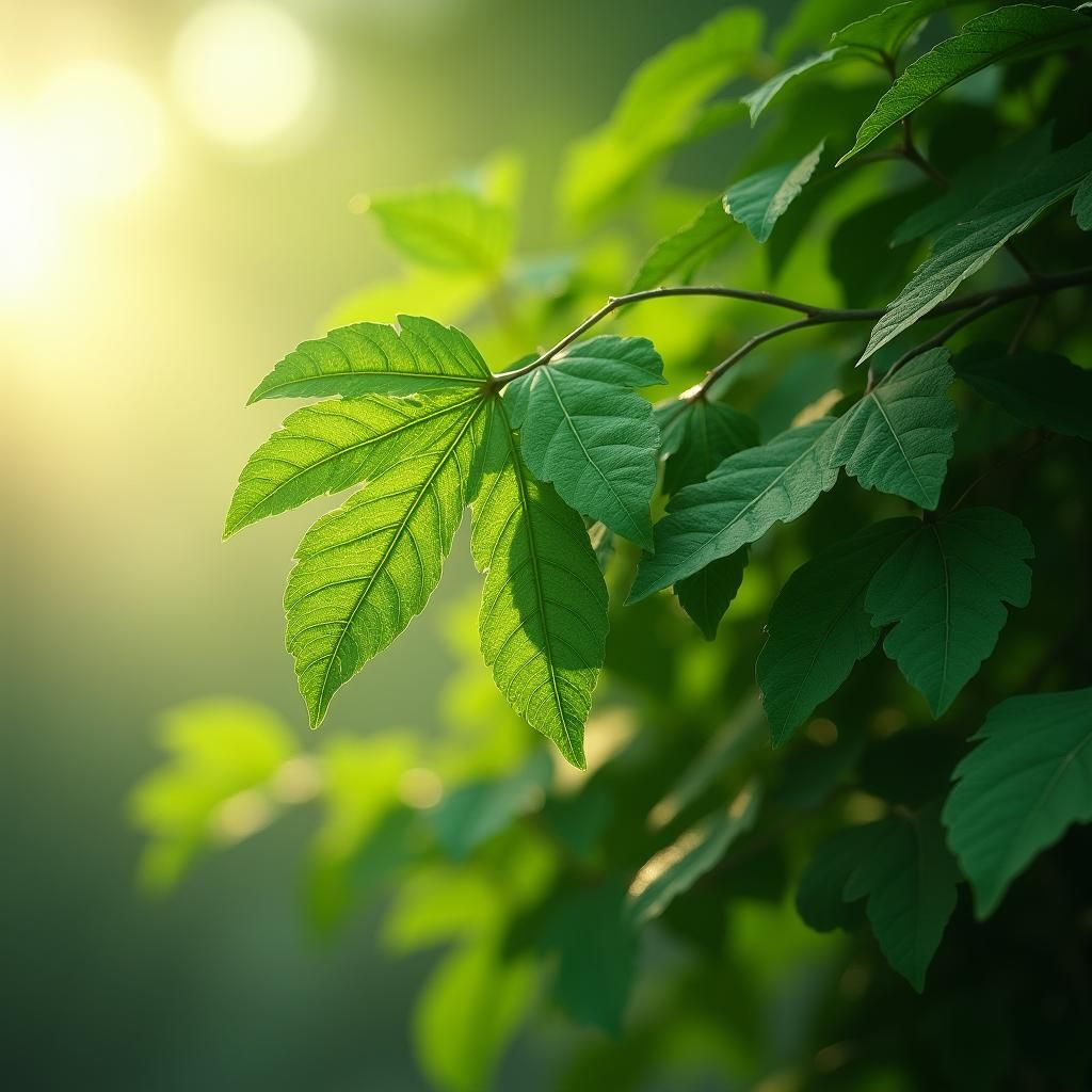 Lush Moringa Tree with Glowing Leaves in a Mystical Setting