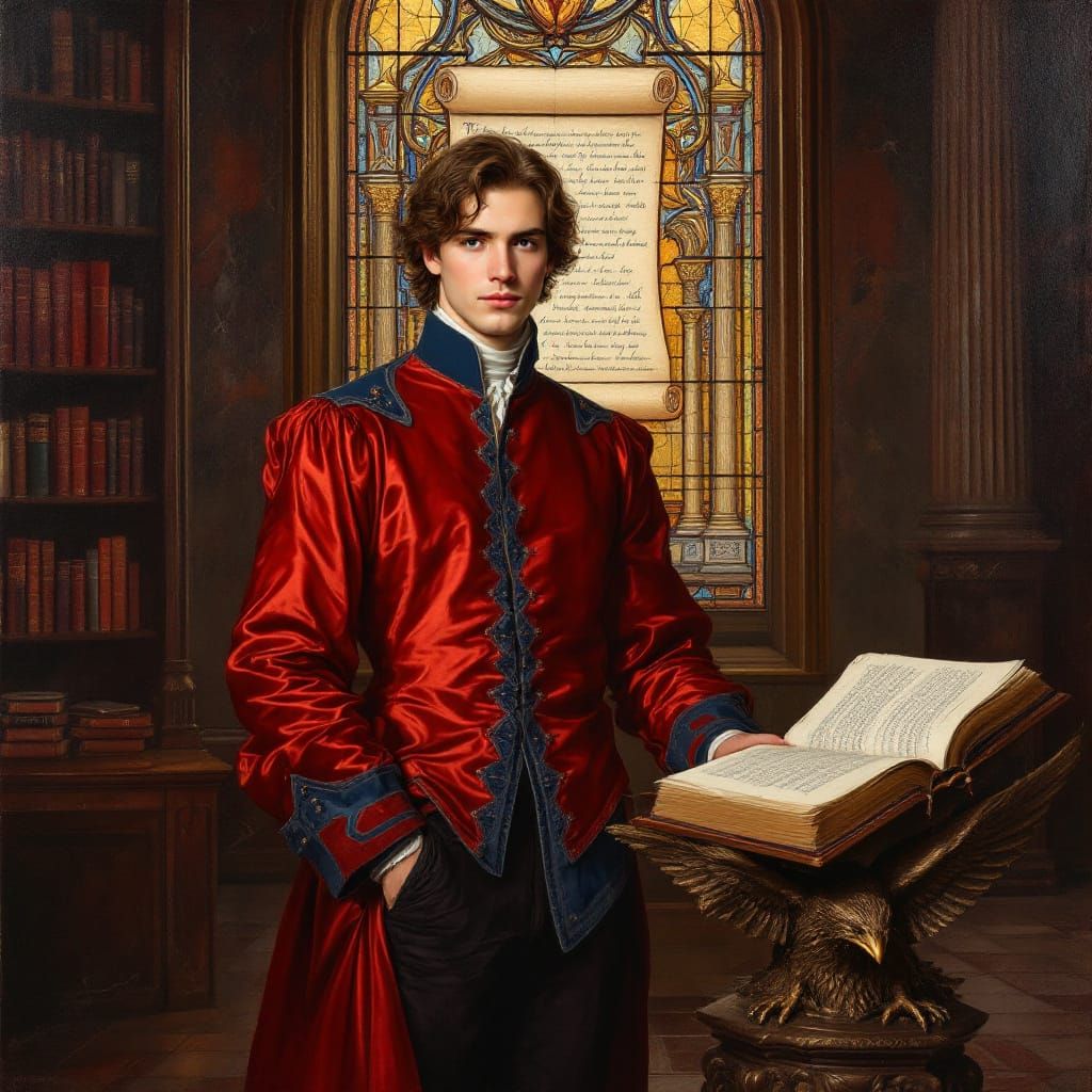 Renaissance Scholar in Opulent Library