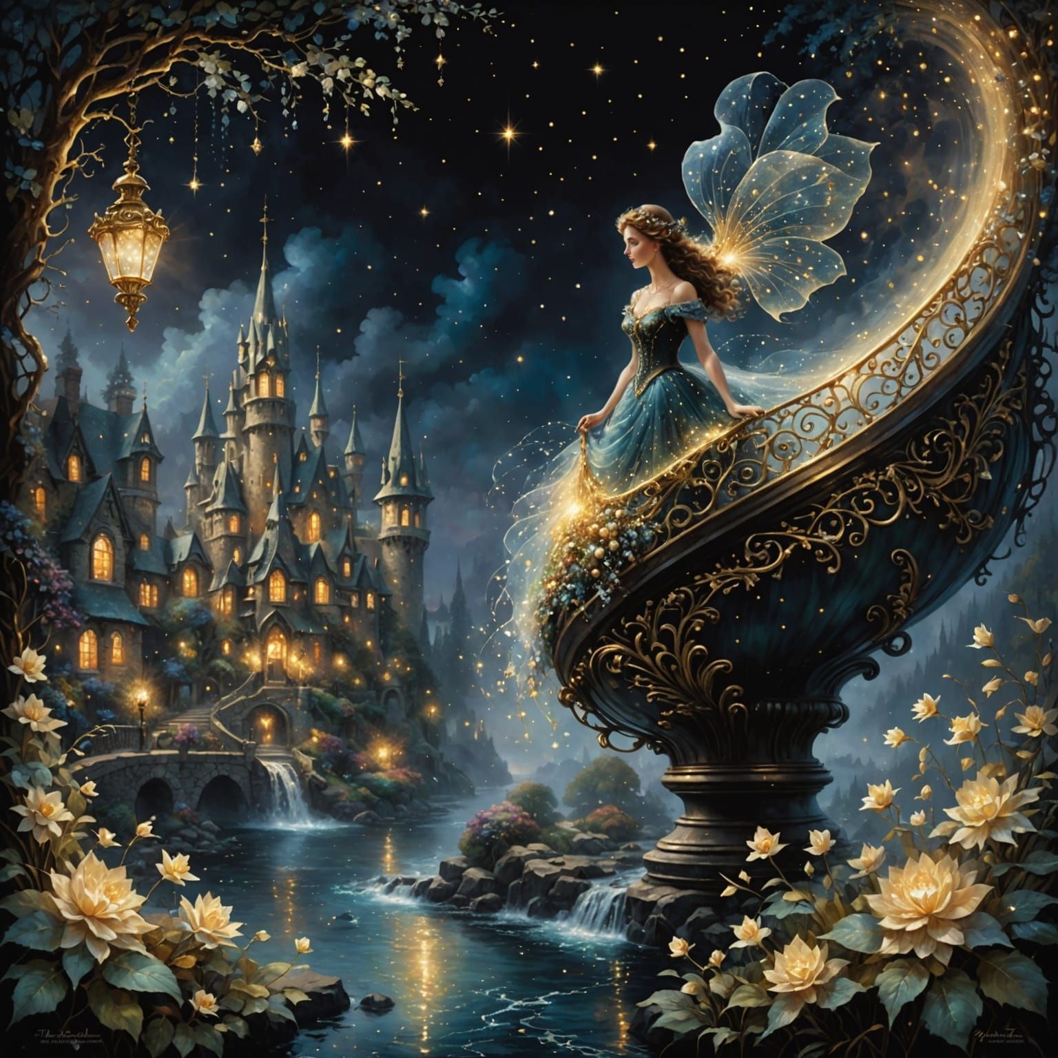 Ethereal Fantasy Bronze with Golden Sparkles and Pearls