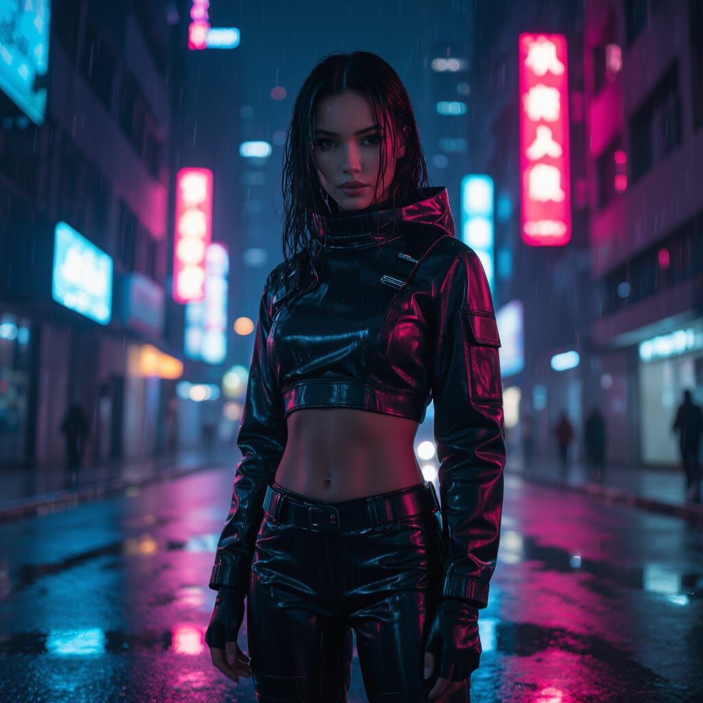 Brazilian Woman in Futuristic City, Gen Z Sci-Fi Style