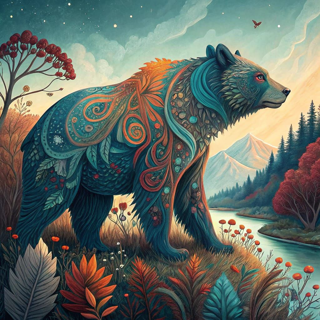 Utopian Animal Mascot in Abstract Style