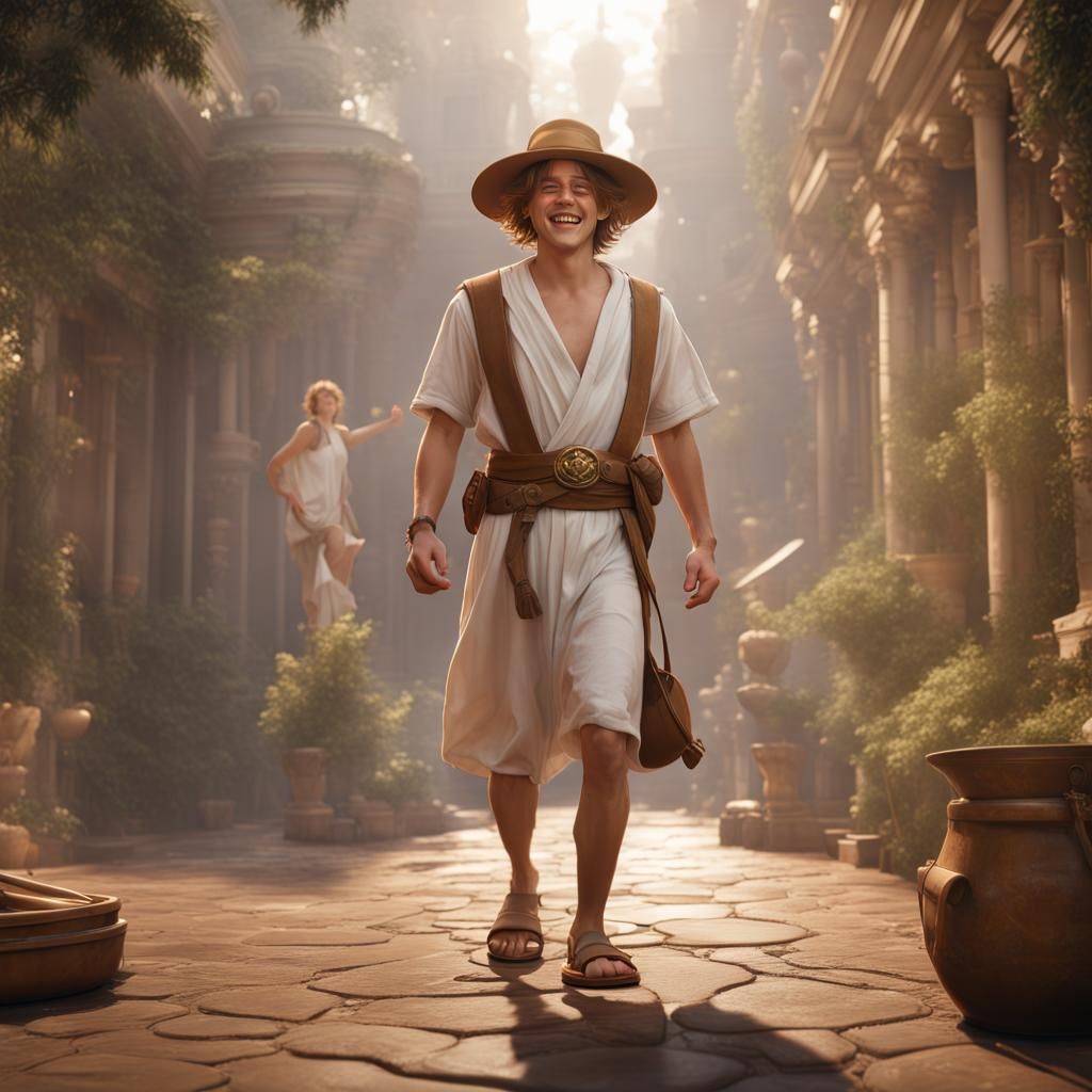 God Hermes as Cole Sprouse: Detailed Digital Painting