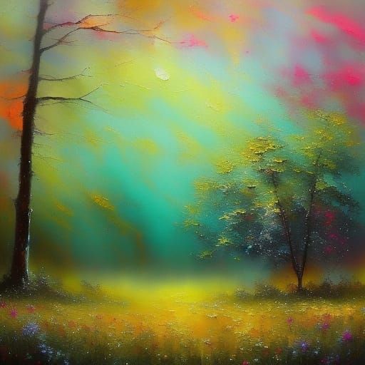 Dreamlike Forest with Ethereal Glowing Flowers