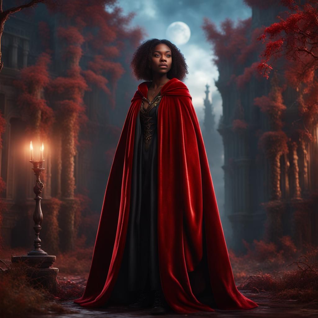 Black Teen in Magic Cloak: Fantasy Art