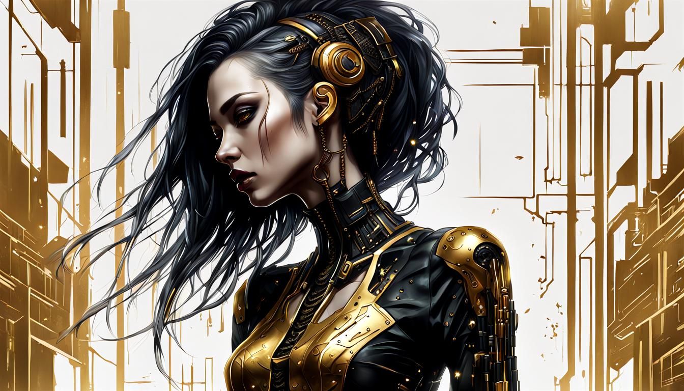 Gothic Cyberpunk Female Portrait in Hyperrealistic Style