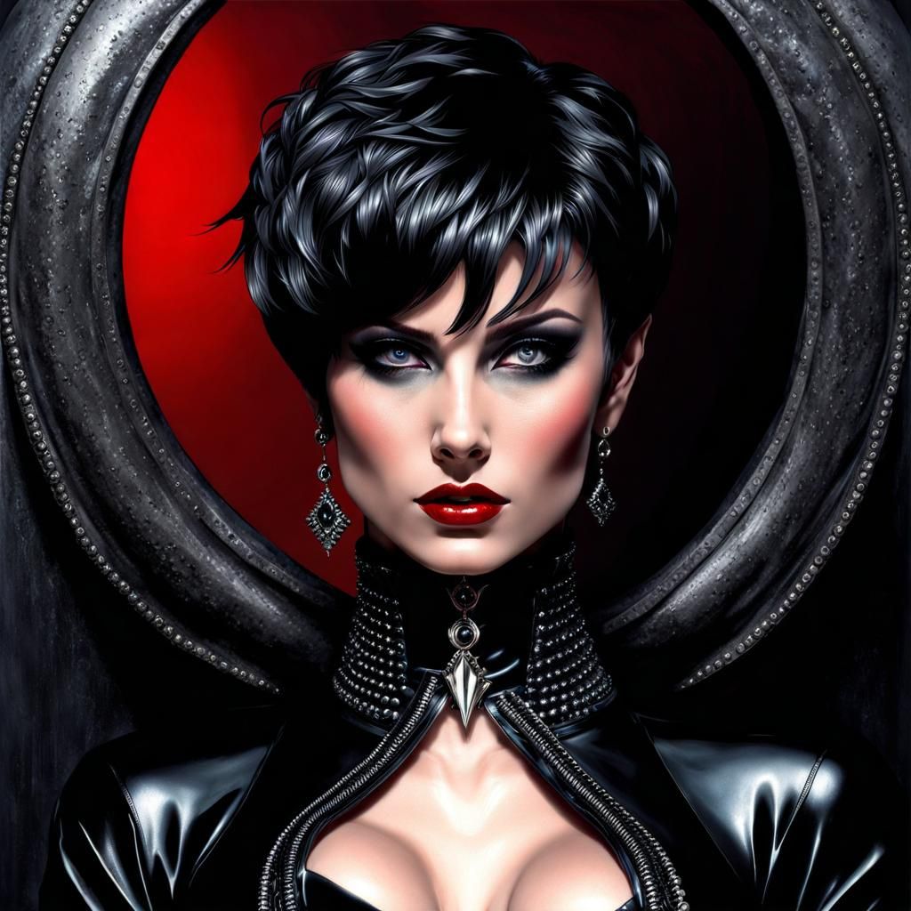 Gothic Redhead in Latex, Turn of Century Style