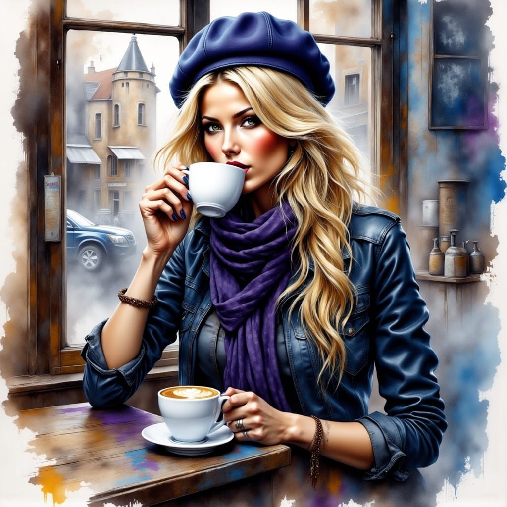 Surrealistic Portrait in Oil Watercolor Painting Style