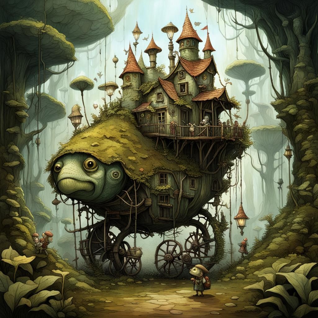 Dreamlike Landscape with Whimsical Creatures