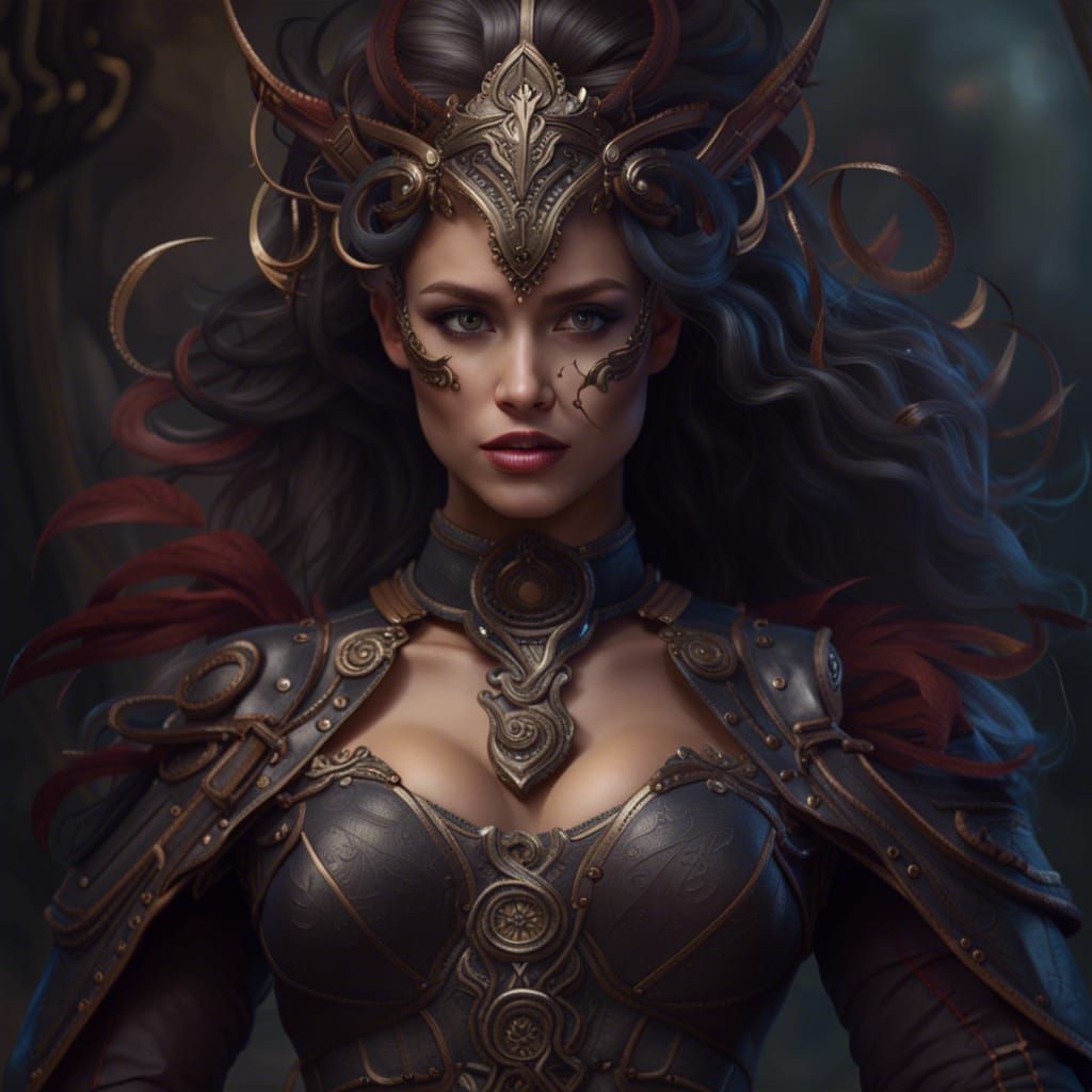 Beautiful Woman in Leather: Hyperrealistic Fantasy Art