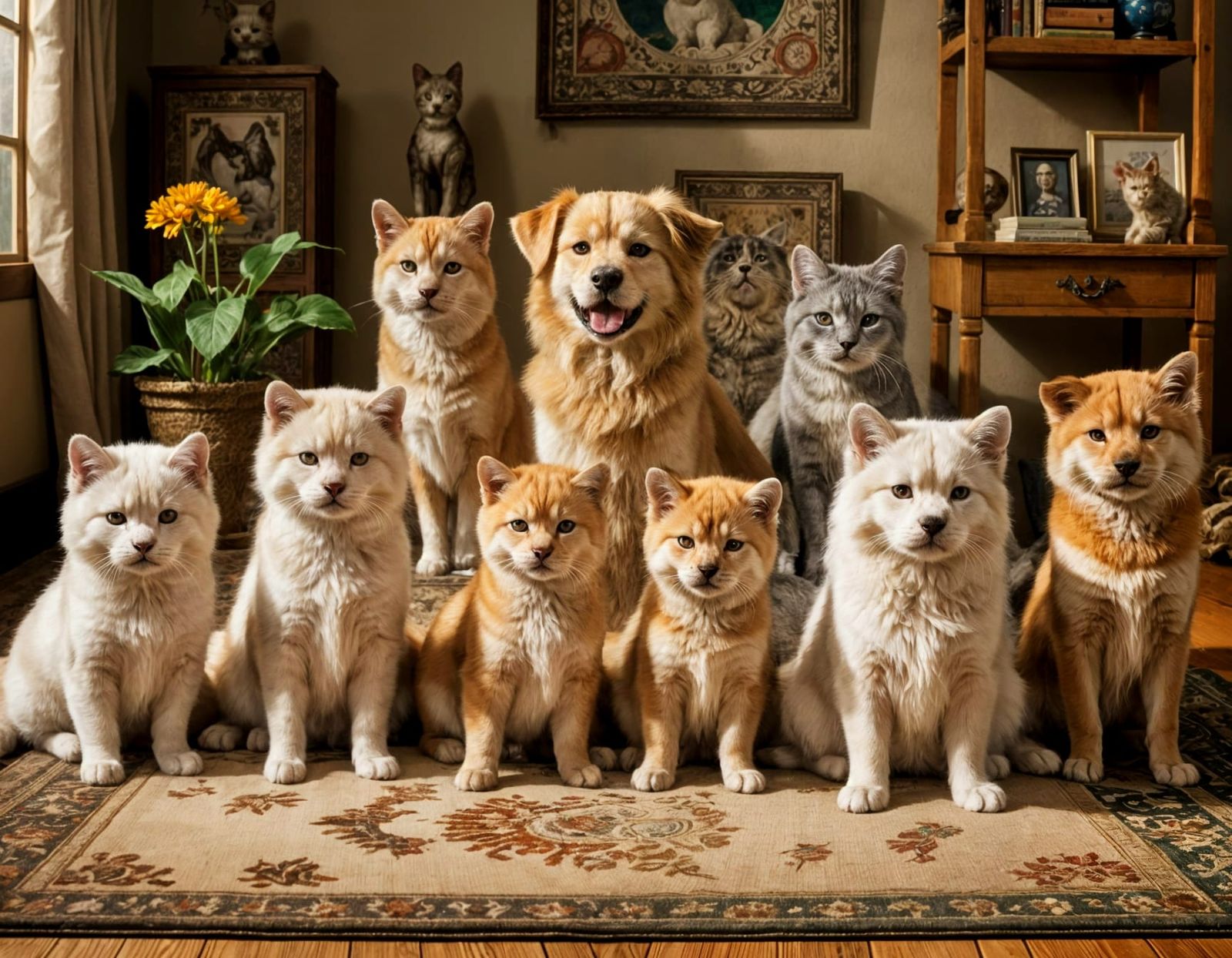 Diverse Pets in Vibrant Studio Setting