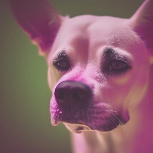 Pink Neon Dog in Professional Photography Style