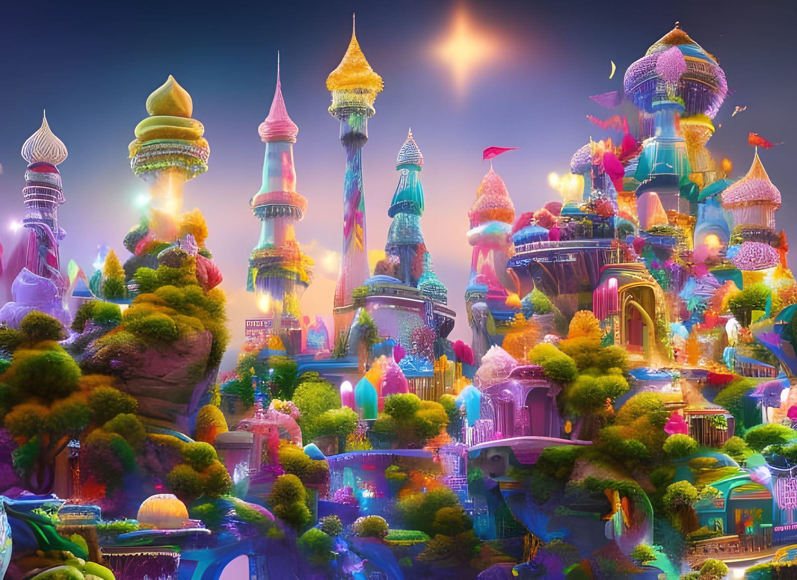 Hyperdetailed Ice Cream Castle in Candyland Art Style