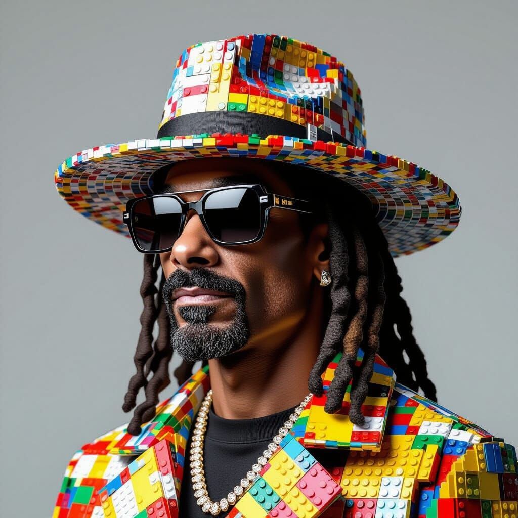 Snoop Dogg in LEGO Fedora, Photorealistic Render