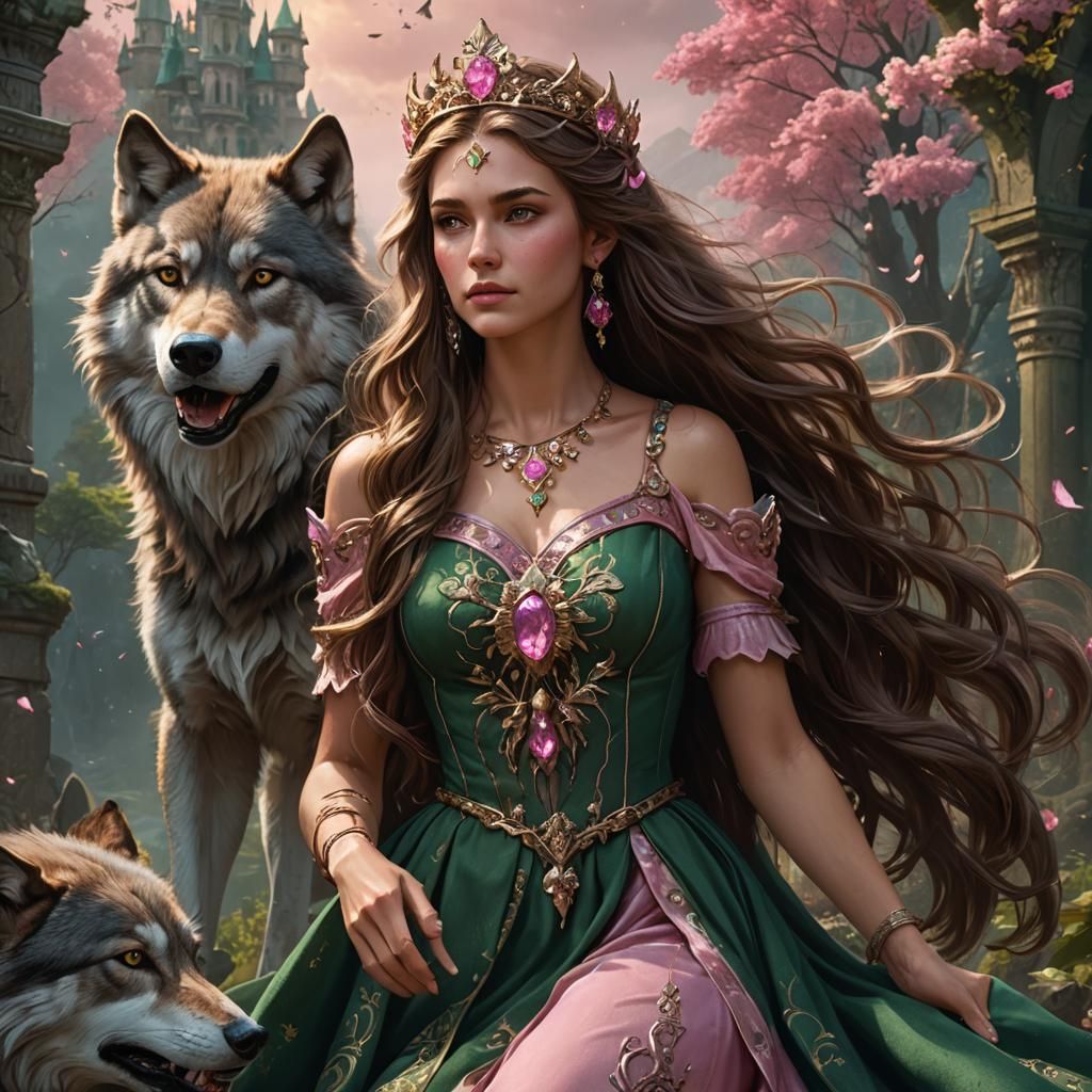 Goddess with her wolf.