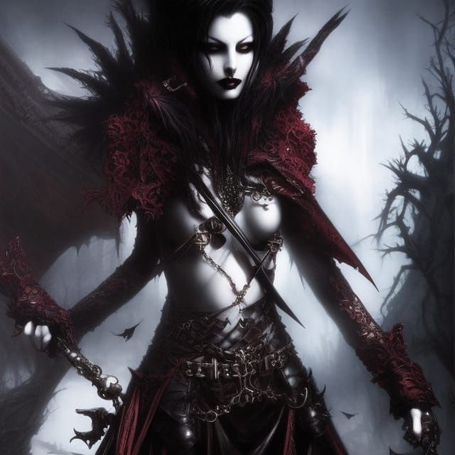 Dark Gothic Vampire Masterpiece with Volumetric Lighting