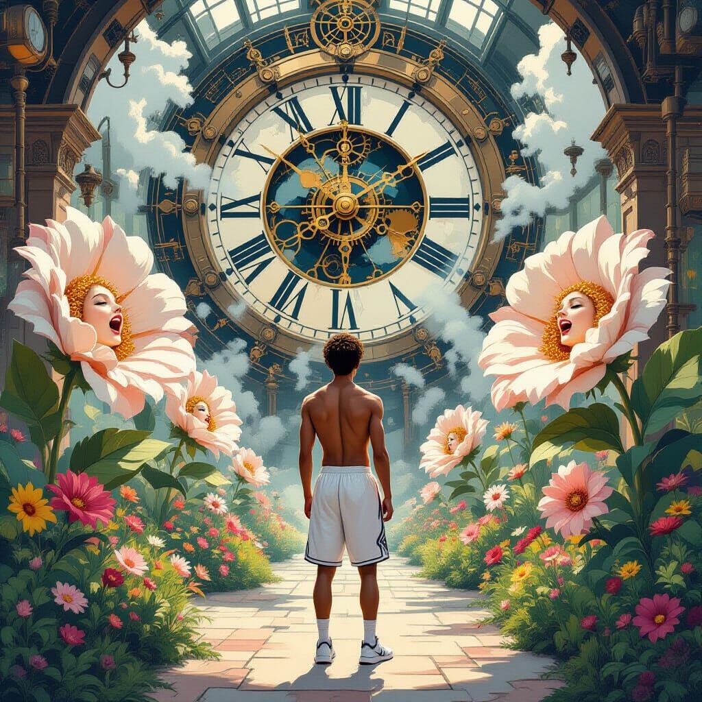 Steampunk Clock Tower Garden with Singing Flowers