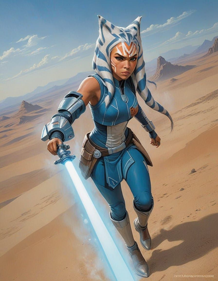 Ahsoka Tano Pinup in Comic Book Style