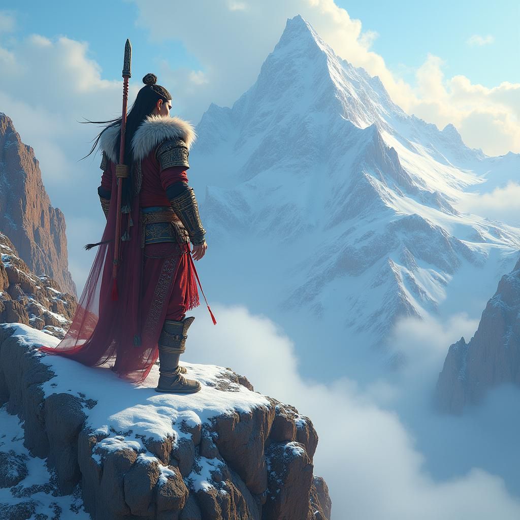 Hun Warrior Overlooking Mystical Realm