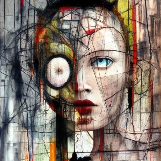 Claymation Portrait with Bioluminescence and Ink Drips