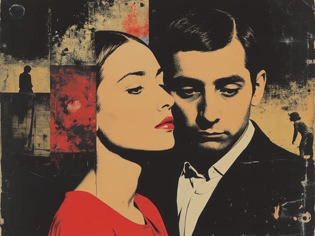 Noir Surrealist Dreamscape in Triadic Colors