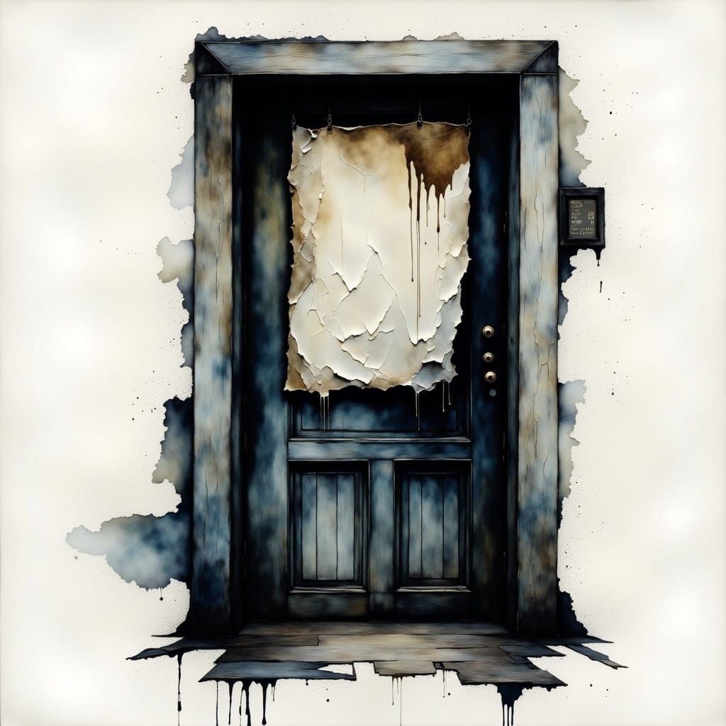 Distressed Vintage Door with Watercolour Effects