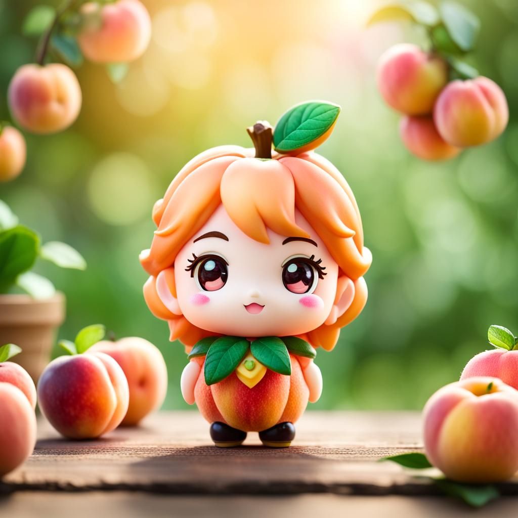 Cute Chibi Peach Fruit: Professional Photography