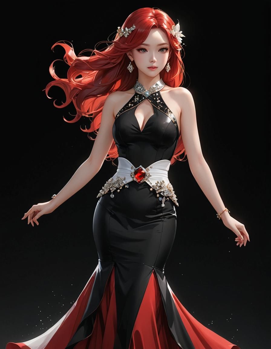 Elegant Mermaid Dress in Anime Style