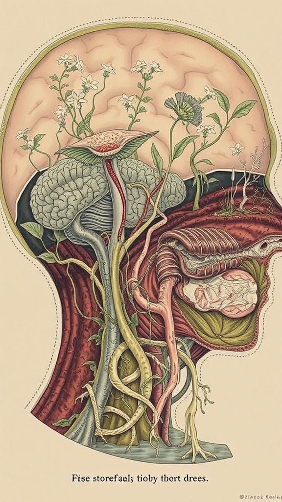 Botanical Brain Melts in Surreal Landscape